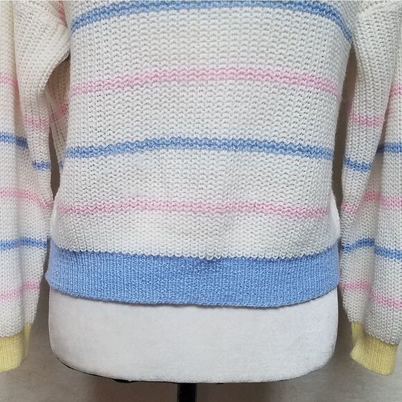 VINTAGE 70s Arielle Metallic Stripe Crop Sweater - Picture 4 of 11